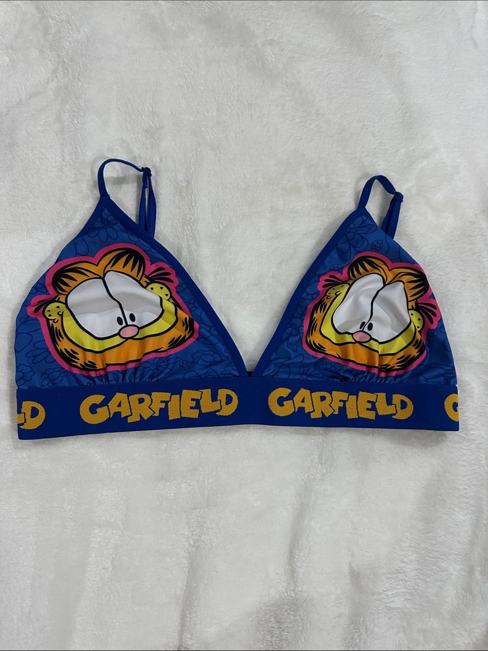 GARFIELD Women’s Sz L Unlined Bra Adjustable Straps Fun Cartoon Comic Playful